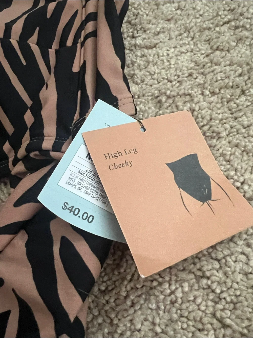 Shade & Shore  Zebra-Print One-Shoulder bathing suit in tan & Black